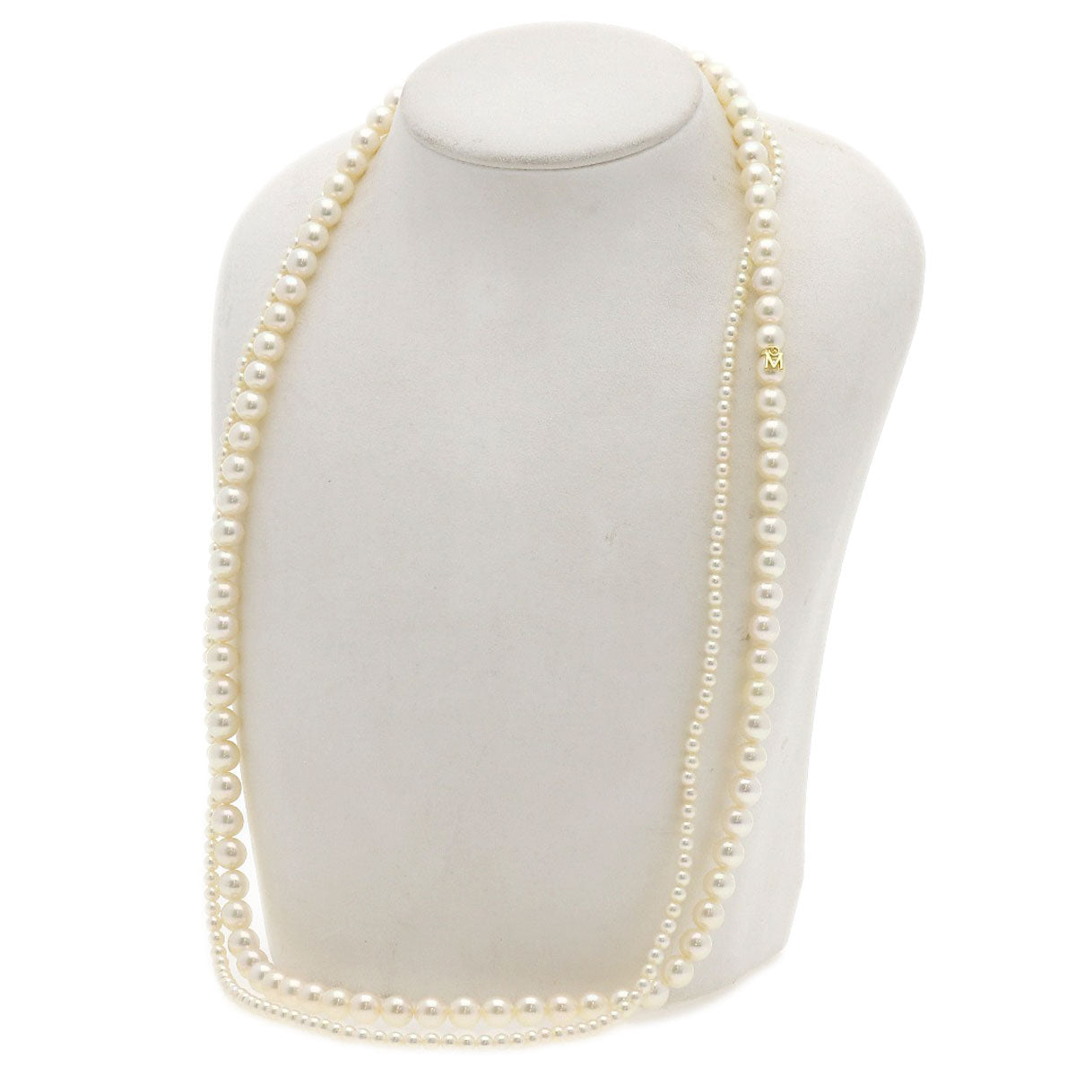 MIKIMOTO Pearl Pearl Baby Pearl with M Charm Necklace K18 Yellow Gold Ladies [Used]