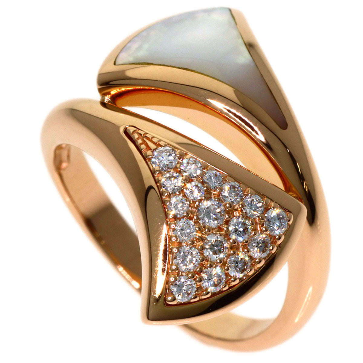 BVLGARI Diva Dream Medium Shell Diamond Ring K18 Pink Gold Ladies [Used]