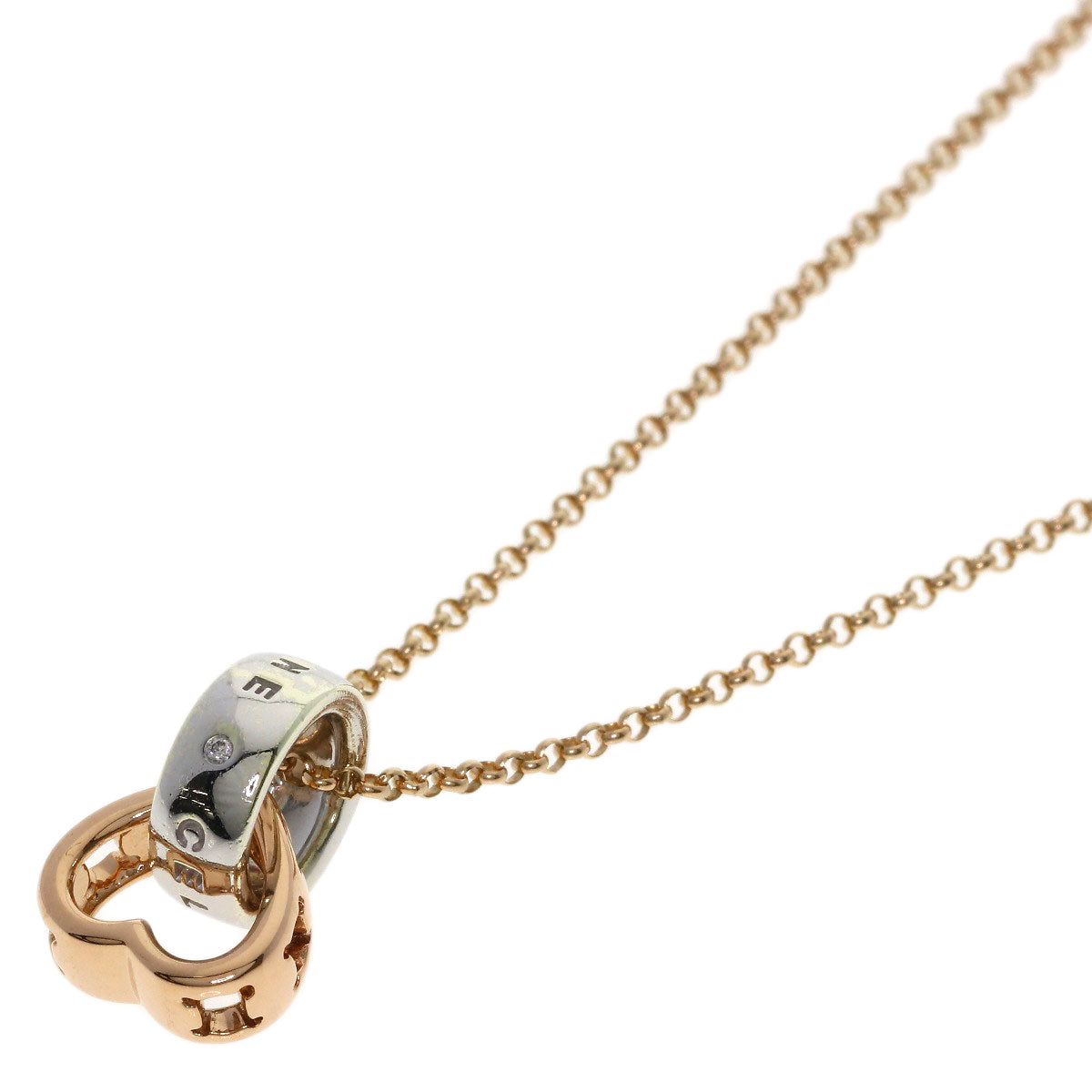 CELINE Macadam Heart Baby Ring with Diamond Necklace K10 Pink Gold Ladies [Used]