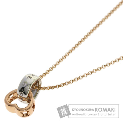 CELINE Macadam Heart Baby Ring with Diamond Necklace K10 Pink Gold Ladies [Used]