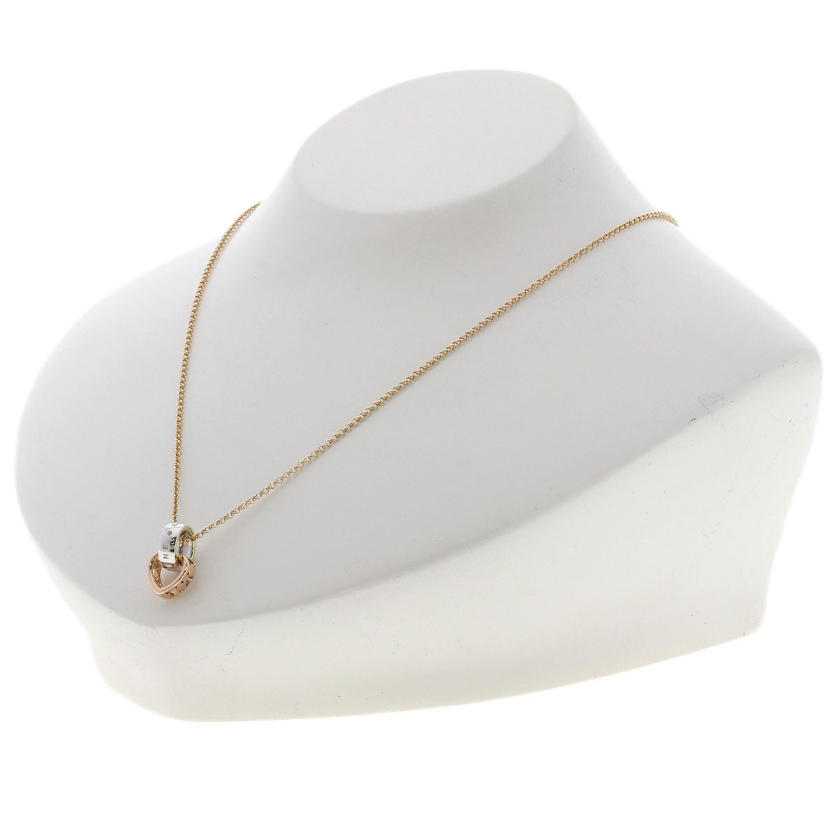 CELINE Macadam Heart Baby Ring with Diamond Necklace K10 Pink Gold Ladies [Used]