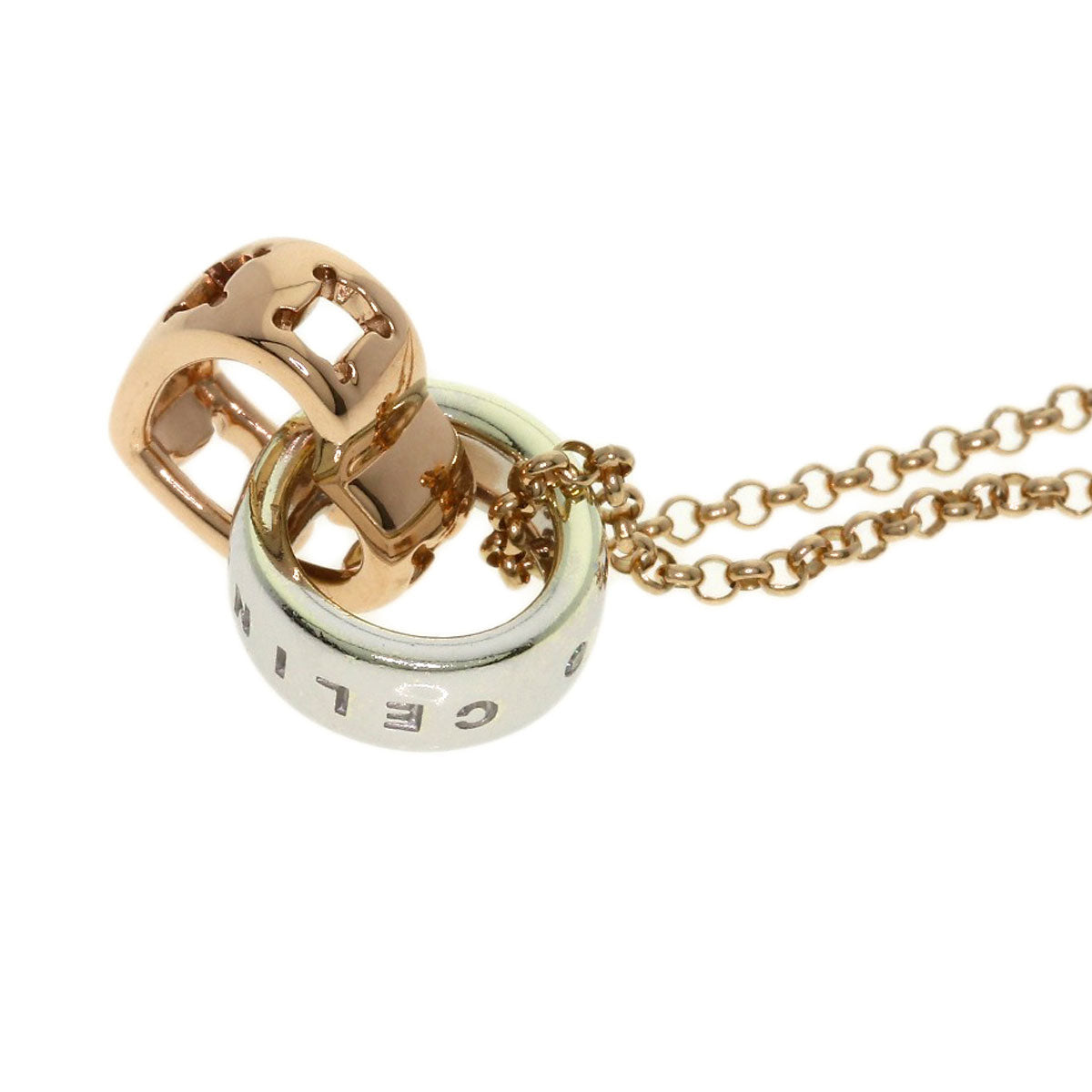 CELINE Macadam Heart Baby Ring with Diamond Necklace K10 Pink Gold Ladies [Used]