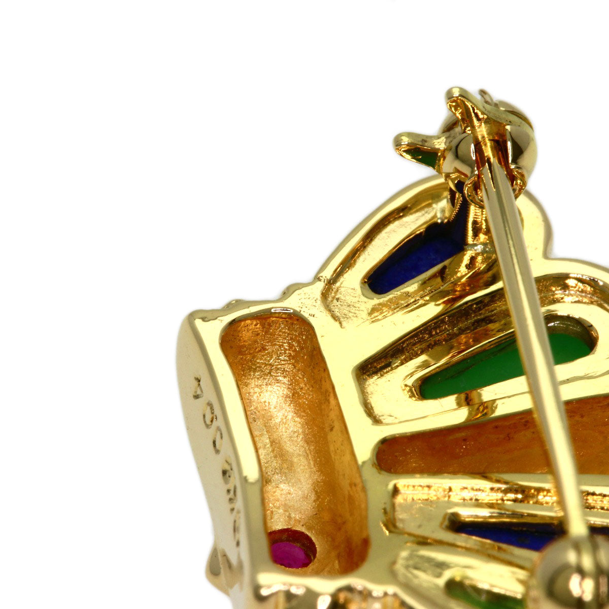 TASAKI Lapis Lazuli & Azure stone Chrysoprase Diamond Pendant Top (2-way design) Brooch K18 Yellow Gold Ladies [Used]
