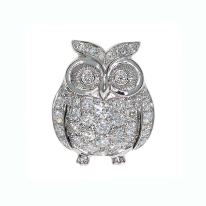 MONNICKENDAM Owl Pin Brooch Diamond Brooch K18 White Gold Ladies [Used]