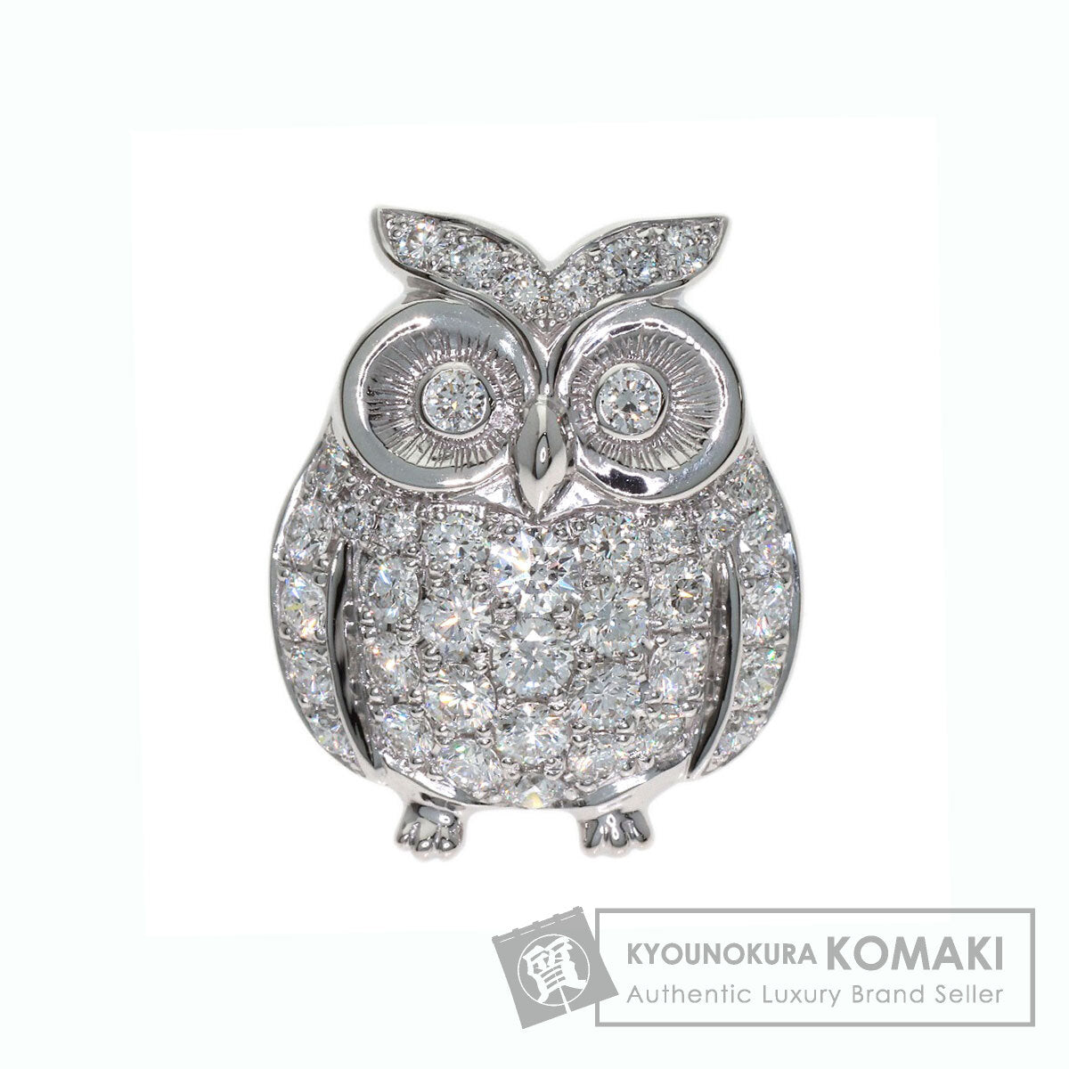 MONNICKENDAM Owl Pin Brooch Diamond Brooch K18 White Gold Ladies [Used]