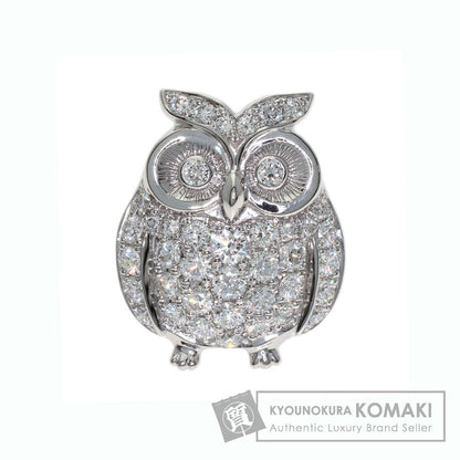 MONNICKENDAM Owl Pin Brooch Diamond Brooch K18 White Gold Ladies [Used]