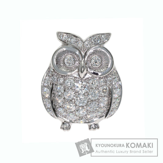 MONNICKENDAM Owl Pin Brooch Diamond Brooch K18 White Gold Ladies [Used]