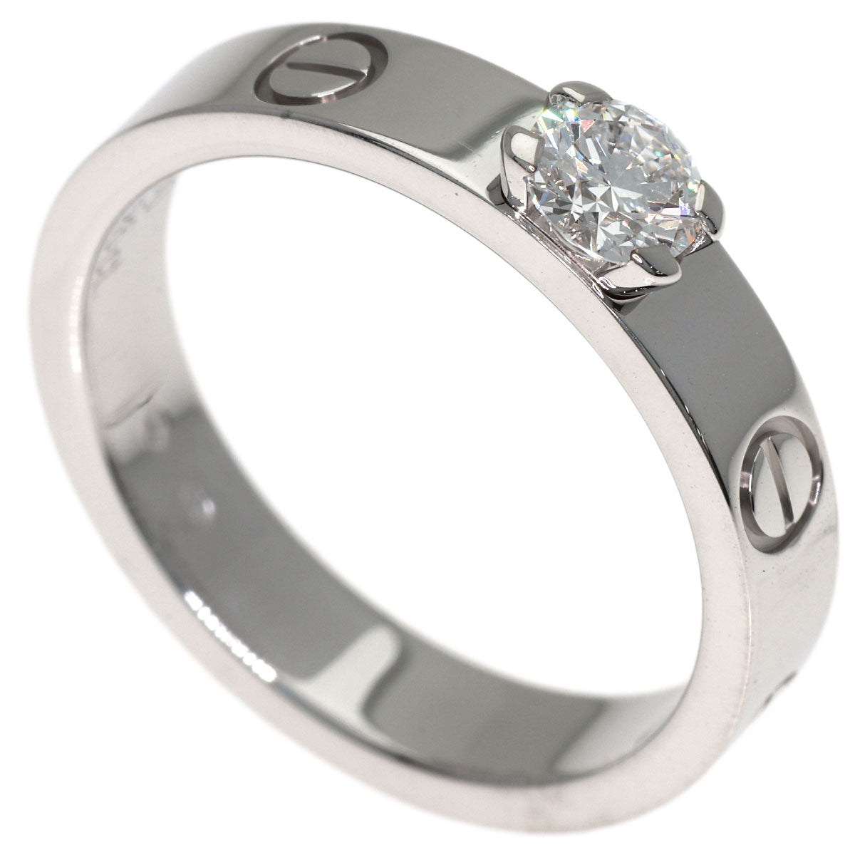 CARTIER mini love solitaire Diamond #50 Ring K18 White Gold Ladies [Used]