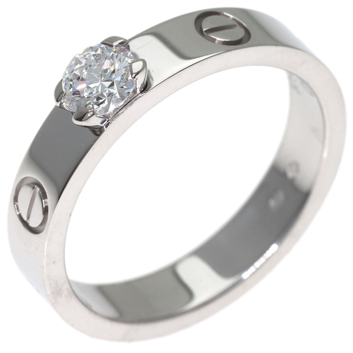 CARTIER mini love solitaire Diamond #50 Ring K18 White Gold Ladies [Used]