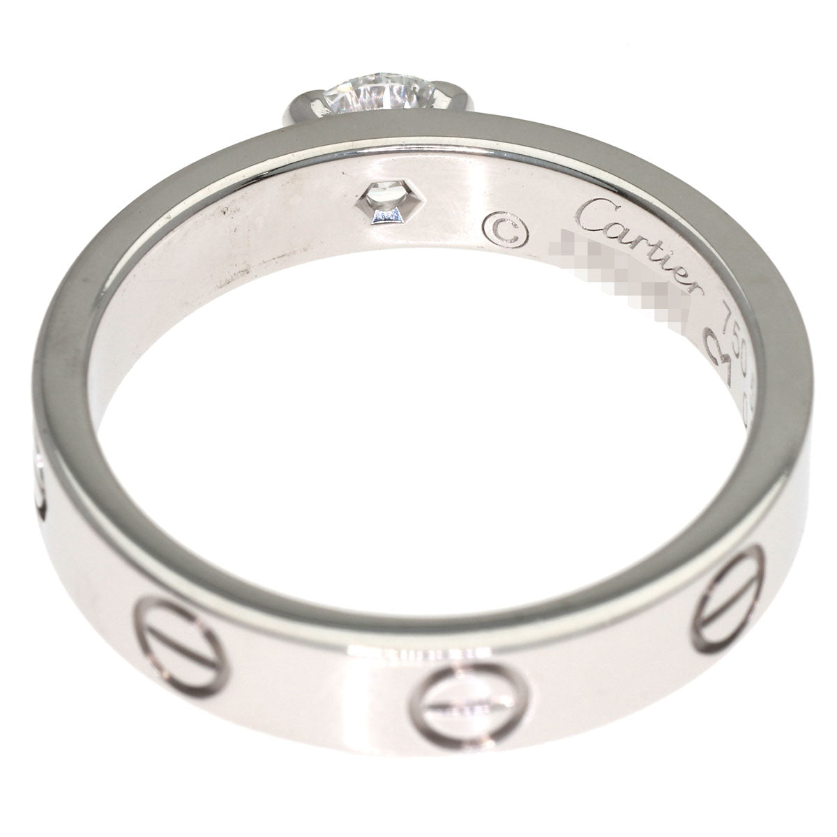 CARTIER mini love solitaire Diamond #50 Ring K18 White Gold Ladies [Used]