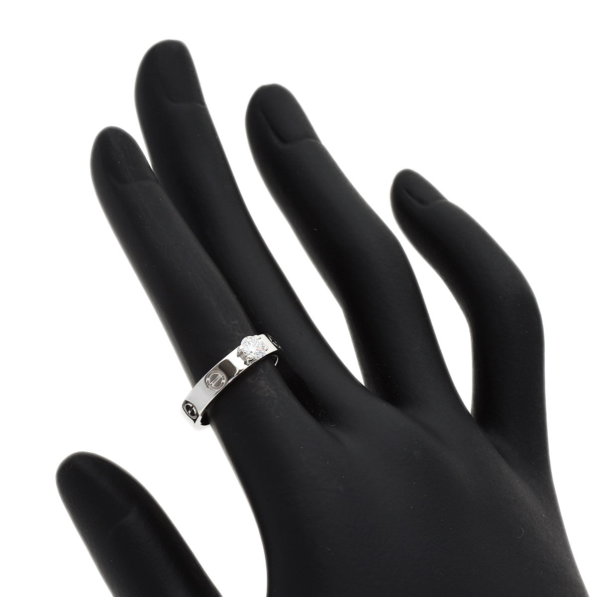 CARTIER mini love solitaire Diamond #50 Ring K18 White Gold Ladies [Used]