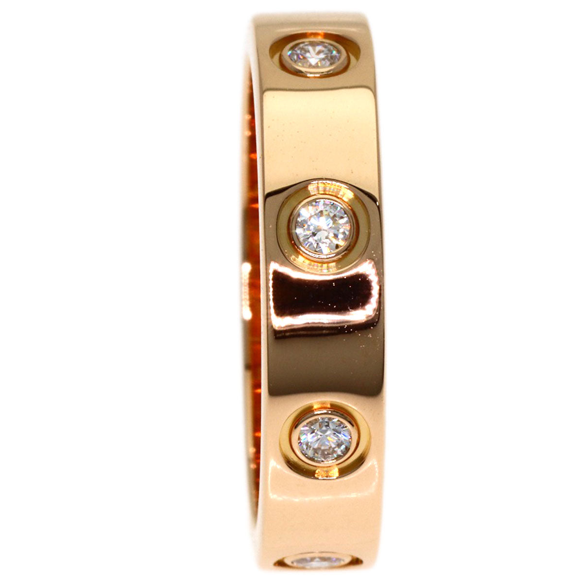 CARTIER Mini Love Ring Full Diamond #48 Ring K18 Pink Gold Ladies [Used]