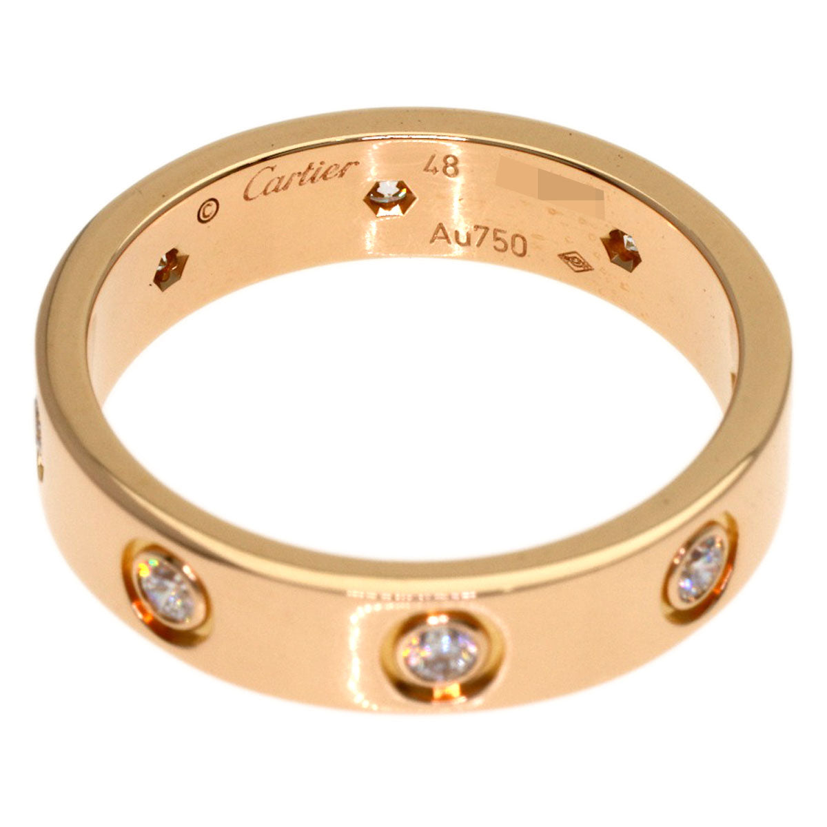 CARTIER Mini Love Ring Full Diamond #48 Ring K18 Pink Gold Ladies [Used]