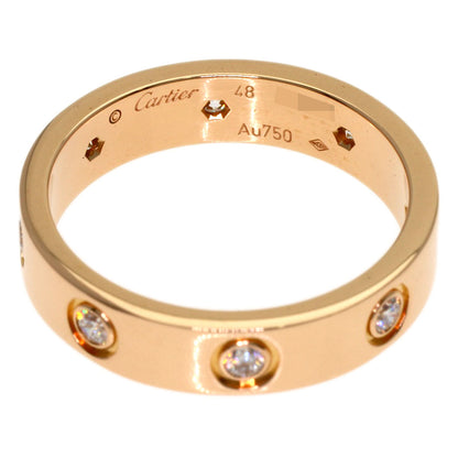 CARTIER Mini Love Ring Full Diamond #48 Ring K18 Pink Gold Ladies [Used]