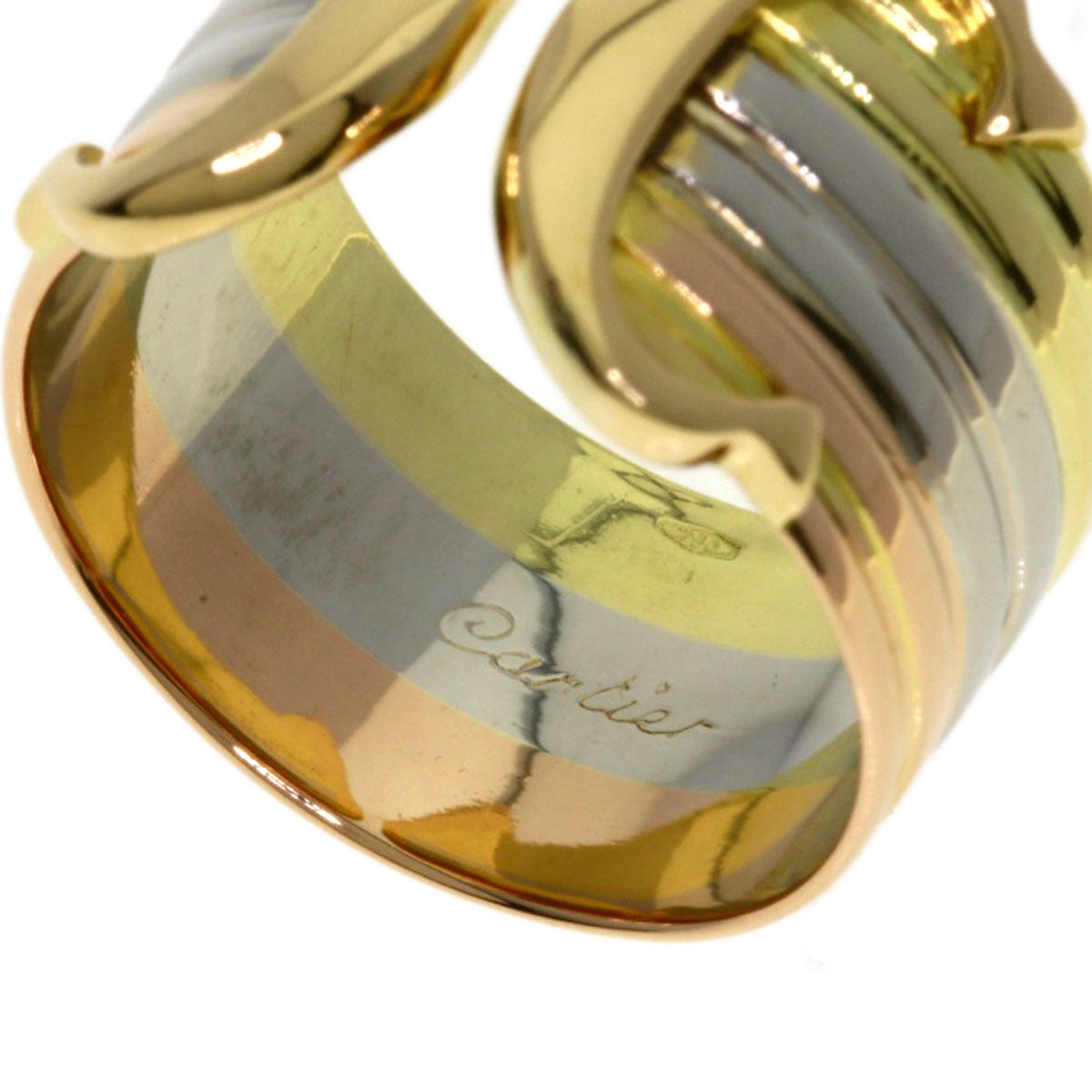 CARTIER 2C Ring LM #49 Ring K18 Yellow Gold K18 White GoldLadies [Used]