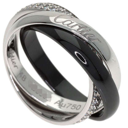 CARTIER Trinity Ceramic SM Pave Diamond #48 Ring K18 White Gold Ladies [Used]