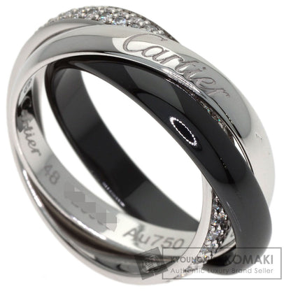 CARTIER Trinity Ceramic SM Pave Diamond #48 Ring K18 White Gold Ladies [Used]