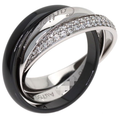CARTIER Trinity Ceramic SM Pave Diamond #48 Ring K18 White Gold Ladies [Used]
