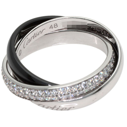 CARTIER Trinity Ceramic SM Pave Diamond #48 Ring K18 White Gold Ladies [Used]