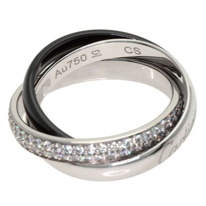 CARTIER Trinity Ceramic SM Pave Diamond #48 Ring K18 White Gold Ladies [Used]