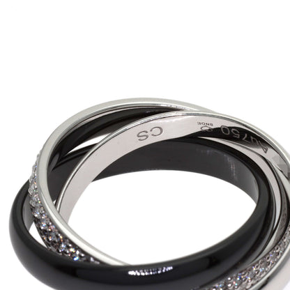 CARTIER Trinity Ceramic SM Pave Diamond #48 Ring K18 White Gold Ladies [Used]