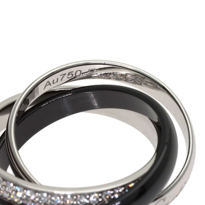 CARTIER Trinity Ceramic SM Pave Diamond #48 Ring K18 White Gold Ladies [Used]