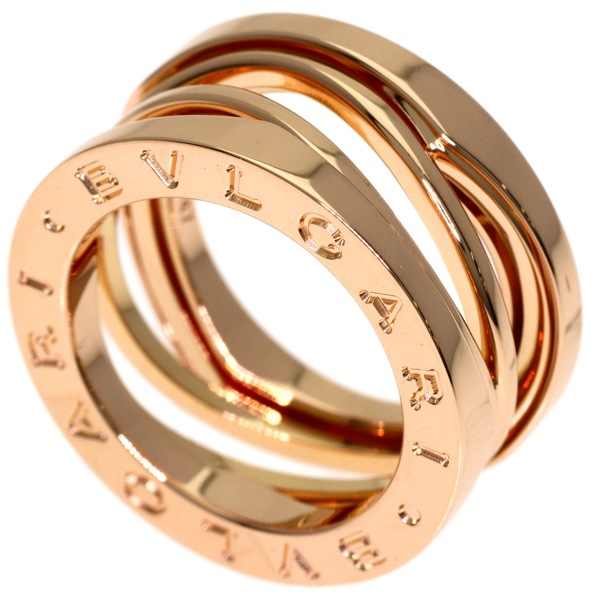 BVLGARI B.zero1 Legend 3 Bands #47 Ring K18 Pink Gold Ladies [Used]