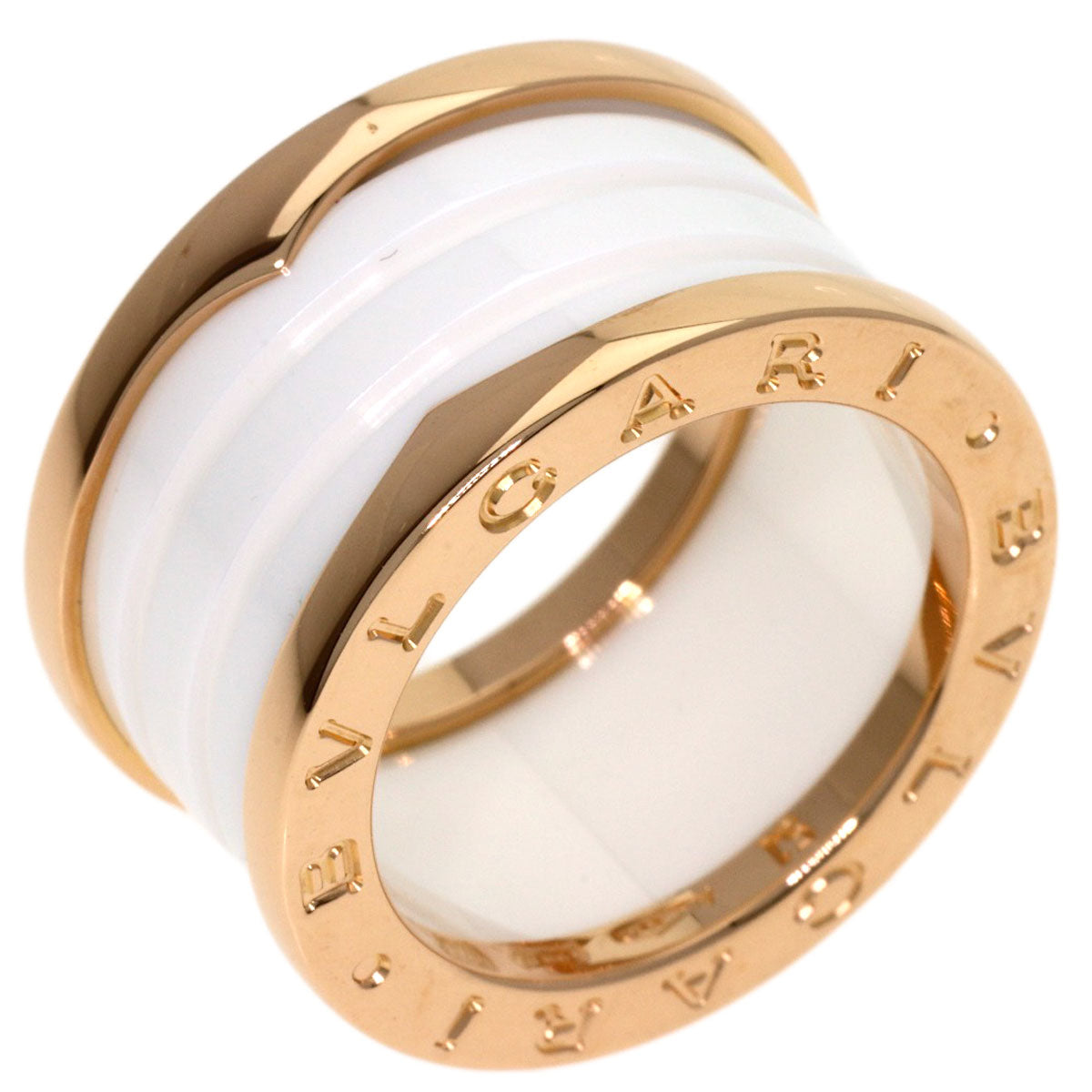 BVLGARI B.zero1 4 band White Ceramic #51 Ring K18 Pink Gold Ladies [Used]
