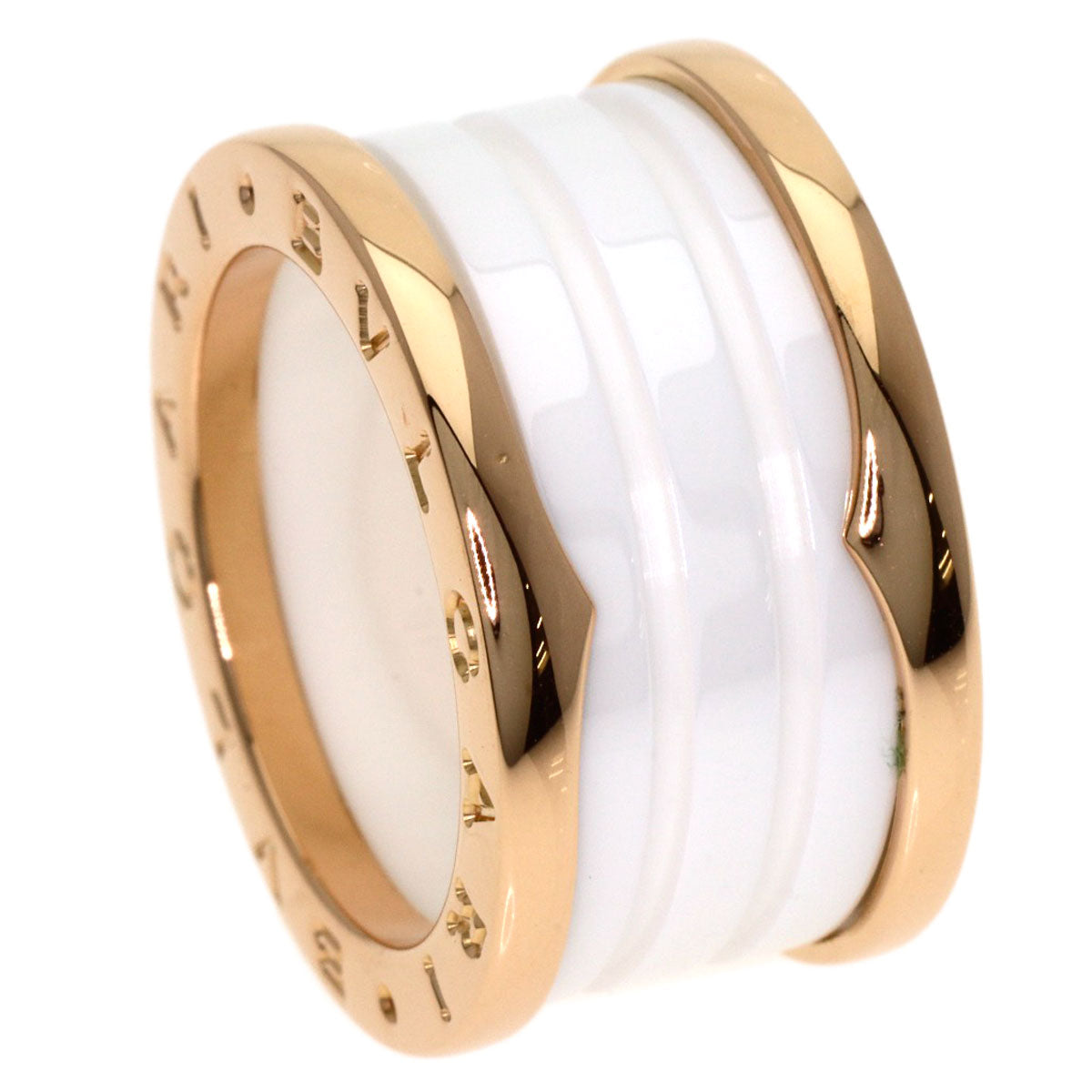 BVLGARI B.zero1 4 band White Ceramic #51 Ring K18 Pink Gold Ladies [Used]