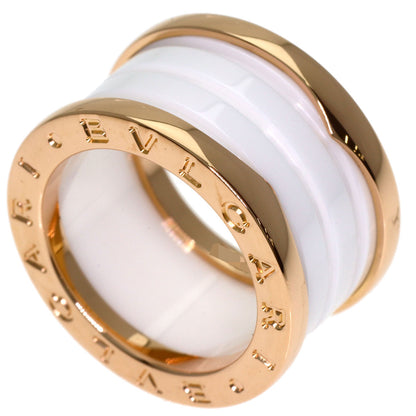 BVLGARI B.zero1 4-band White Ceramic #49 Ring K18 Pink Gold Ladies [Used]