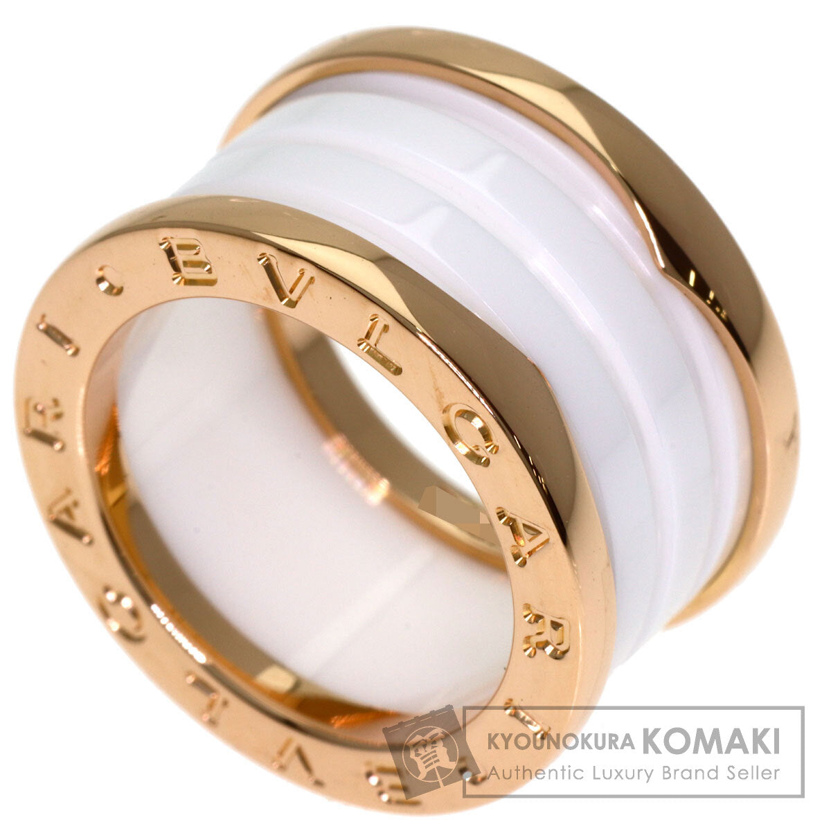 BVLGARI B.zero1 4-band White Ceramic #49 Ring K18 Pink Gold Ladies [Used]
