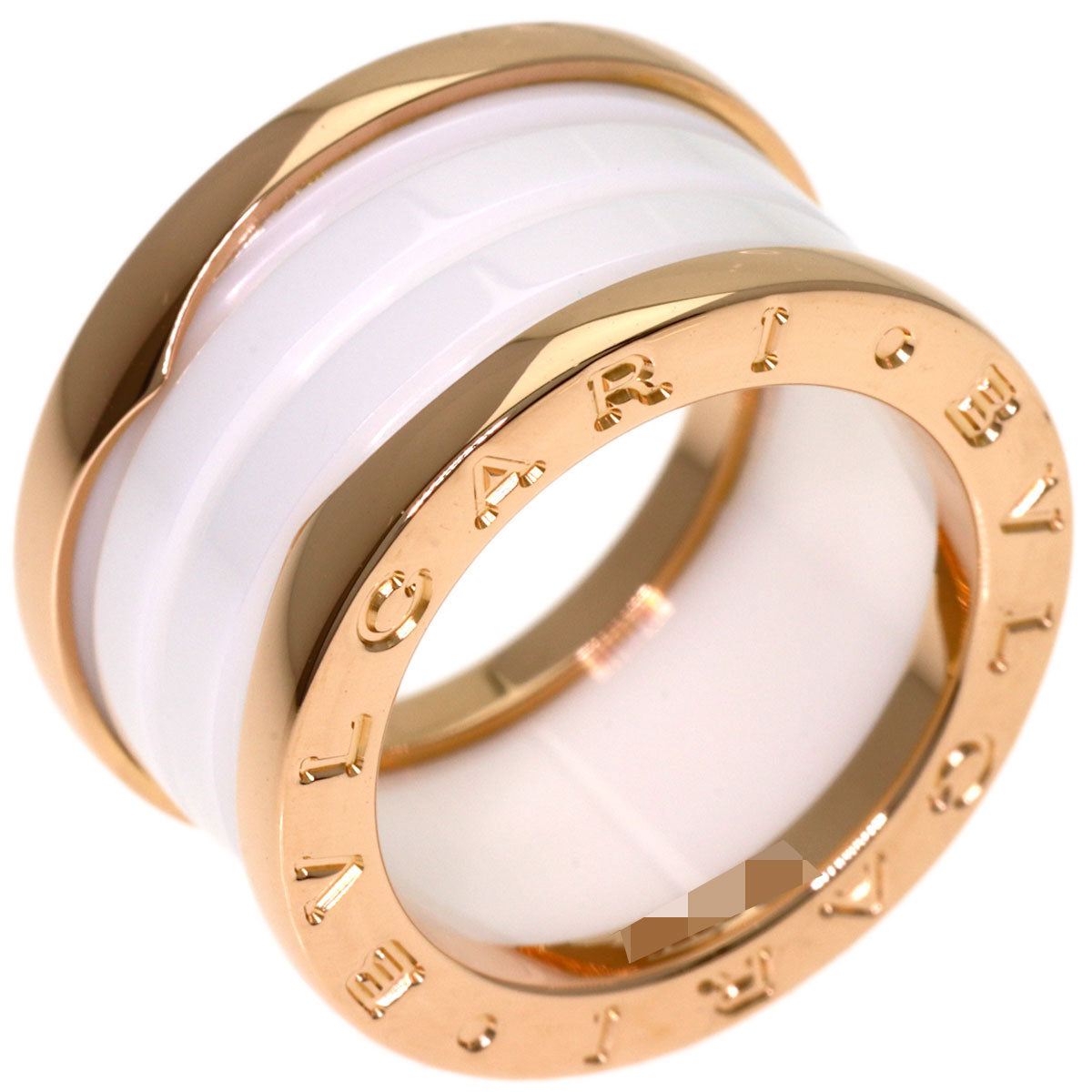 BVLGARI B.zero1 4-band White Ceramic #49 Ring K18 Pink Gold Ladies [Used]