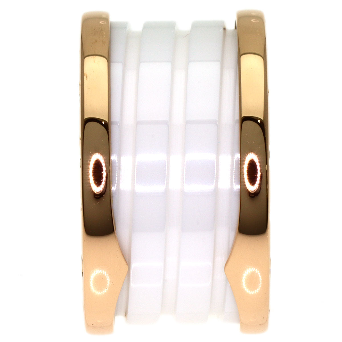 BVLGARI B.zero1 4-band White Ceramic #49 Ring K18 Pink Gold Ladies [Used]