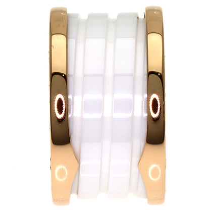 BVLGARI B.zero1 4-band White Ceramic #49 Ring K18 Pink Gold Ladies [Used]