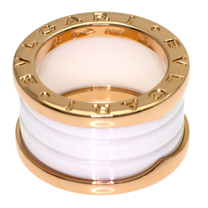 BVLGARI B.zero1 4-band White Ceramic #49 Ring K18 Pink Gold Ladies [Used]