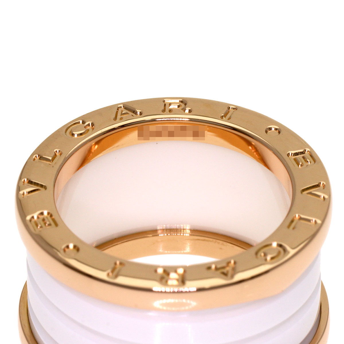 BVLGARI B.zero1 4-band White Ceramic #49 Ring K18 Pink Gold Ladies [Used]