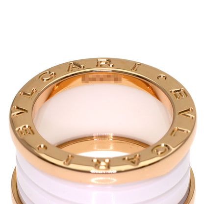 BVLGARI B.zero1 4-band White Ceramic #49 Ring K18 Pink Gold Ladies [Used]