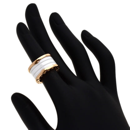BVLGARI B.zero1 4-band White Ceramic #49 Ring K18 Pink Gold Ladies [Used]