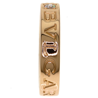 BVLGARI Double Logo 1P Diamond Ring K18 Pink Gold Ladies [Used]