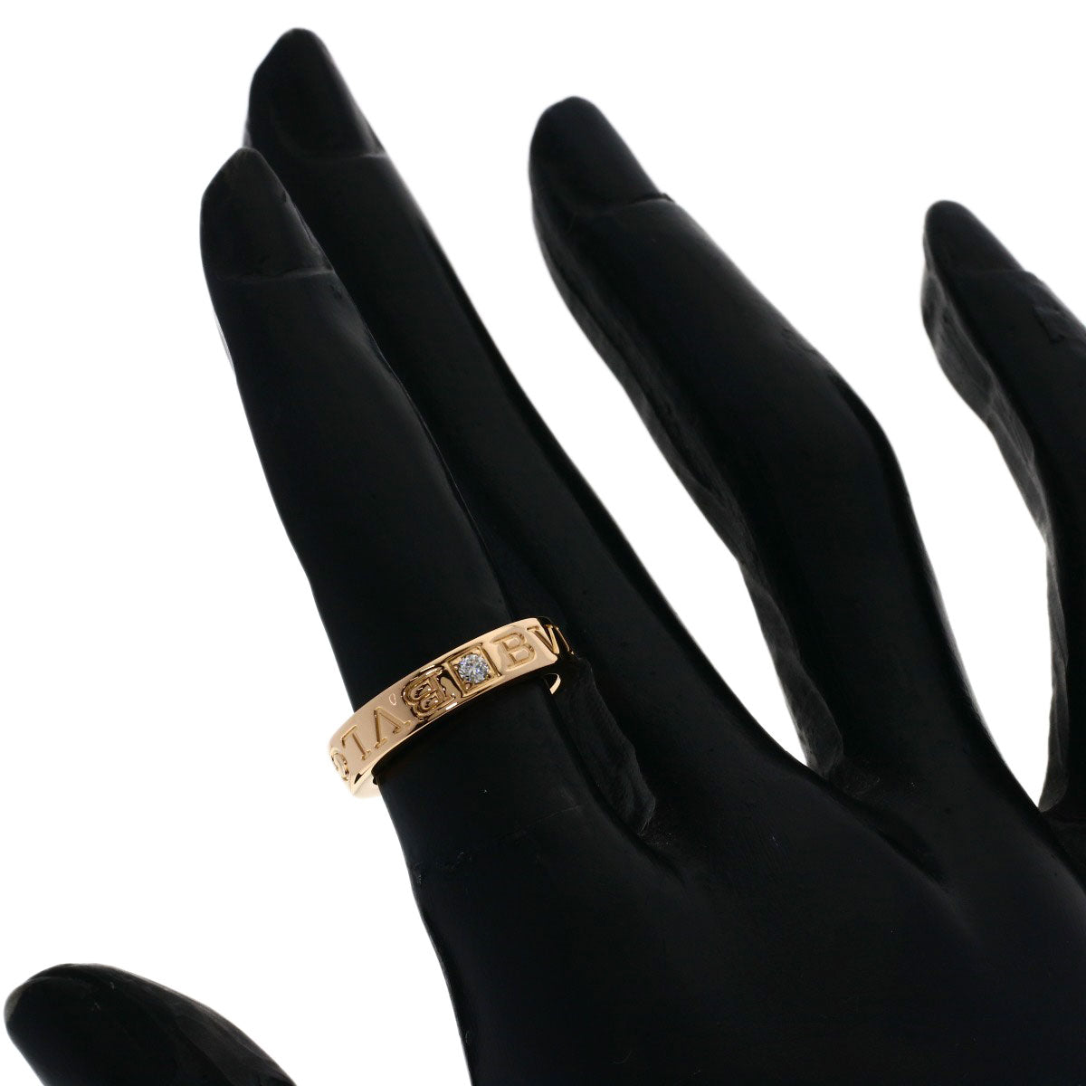 BVLGARI Double Logo 1P Diamond Ring K18 Pink Gold Ladies [Used]