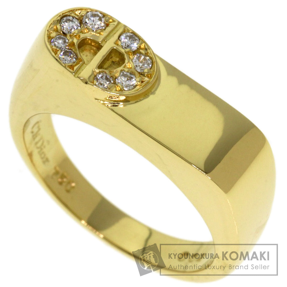 Dior Logo diamond Ring K18 Yellow Gold Ladies [Used]