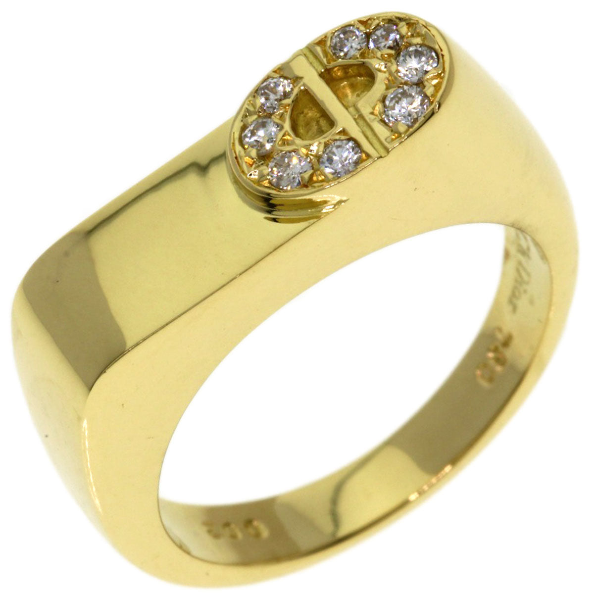 Dior Logo diamond Ring K18 Yellow Gold Ladies [Used]