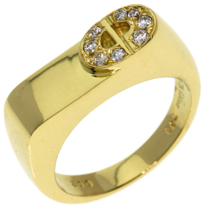 Dior Logo diamond Ring K18 Yellow Gold Ladies [Used]