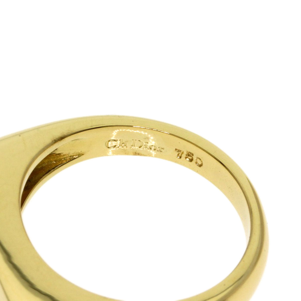 Dior Logo diamond Ring K18 Yellow Gold Ladies [Used]