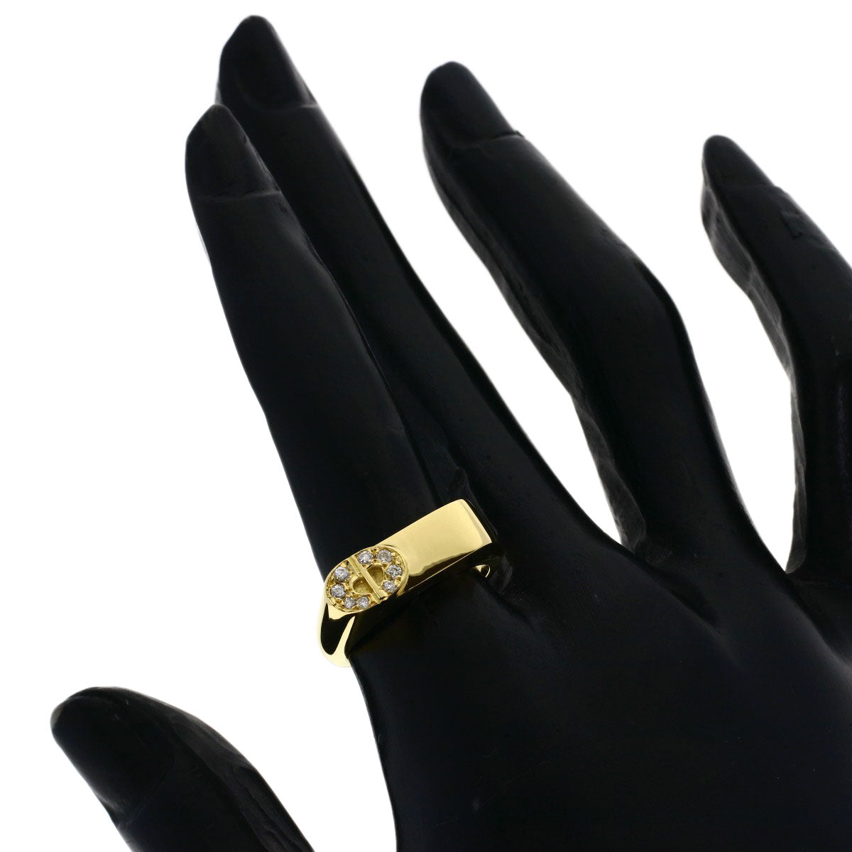 Dior Logo diamond Ring K18 Yellow Gold Ladies [Used]