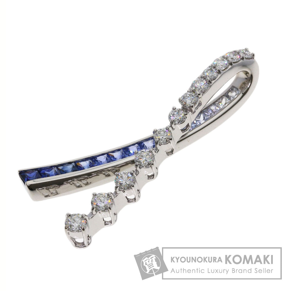 Jeunet Sapphire Diamond Pendant top K18 White Gold Ladies [Used]