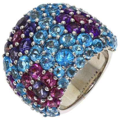 Ponte Vecchio Flower Multicolor Stone Ring K18 White Gold Ladies [Used]