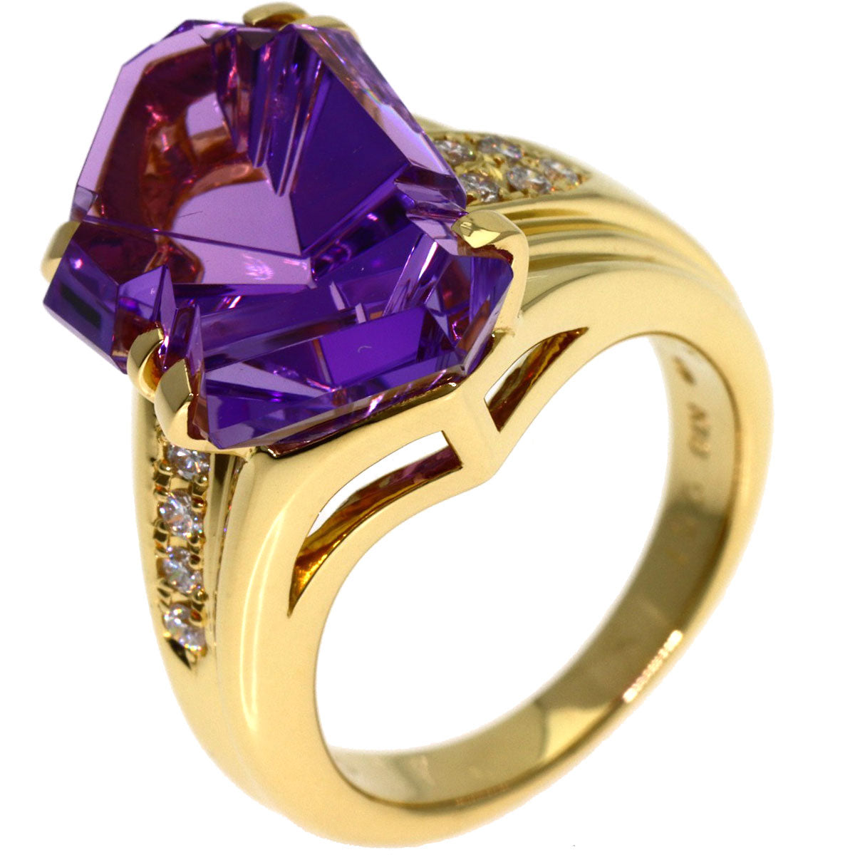TASAKI Amethyst Diamond Ring K18 Yellow Gold Ladies [Used]