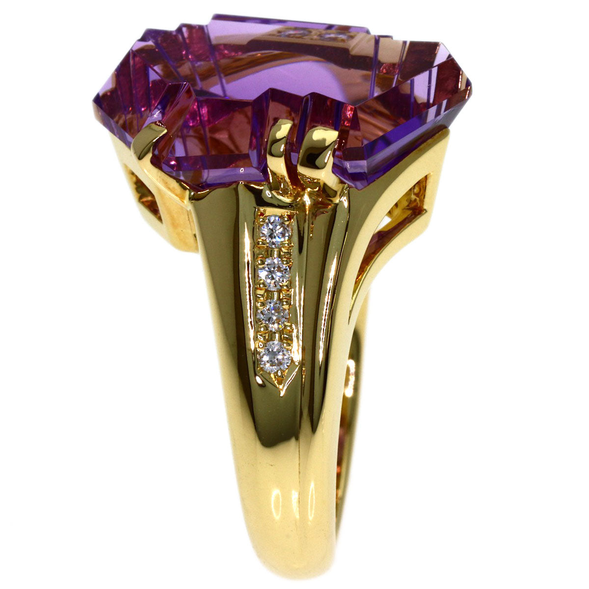 TASAKI Amethyst Diamond Ring K18 Yellow Gold Ladies [Used]