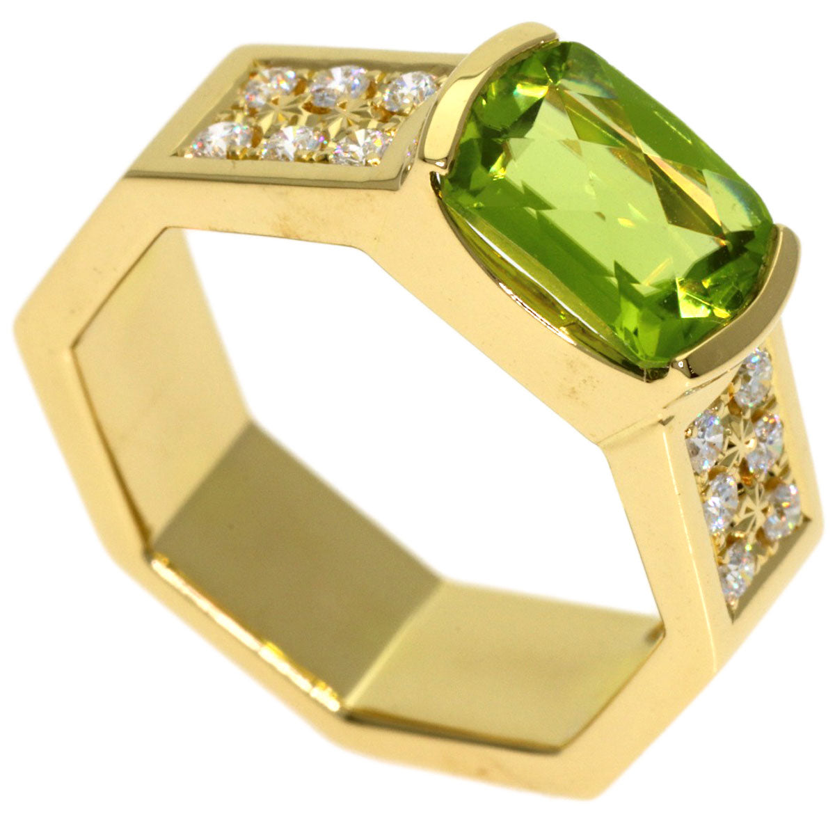 TASAKI Peridot Diamond Ring K18 Yellow Gold Ladies [Used]